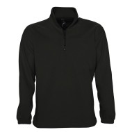 Unisex fleece μπλούζα με ψηλό γιακά με φερμουάρ 1/4 ίδιου χρώματος νούμερο Large σε χρώμα μαύρο