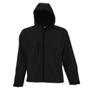 Ανδρικό softshell με κουκούλα με 3 στρώματα και επένδυση fleece και αδιάβροχη μεμβράνη που αναπνέει νούμερο XXL σε χρώμα μαύρο