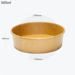 Σκεύος Kraft καφέ φαγητού χωρητικότητας 500ml στρόγγυλο 