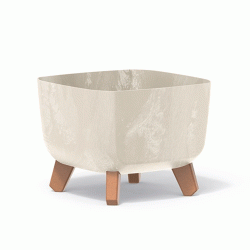 Γλάστρα τετράγωνη με ποδαράκια διαστάσεων 29x29x22Ycm PROSPERPLAST Gracia Square Beton DGQL300E σε χρώμα κρεμ 