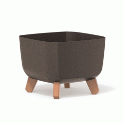 Γλάστρα τετράγωνη με ποδαράκια διαστάσεων 29x29x22Ycm PROSPERPLAST Gracia Eco DGQL300W σε καφέ χρώμα