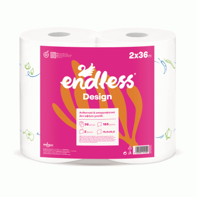 Χαρτί κουζίνας δίφυλλο Endless Design x36m συσκευασία των 2 ρολών