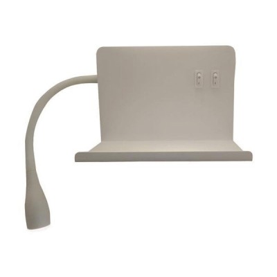 Απλίκα LED κρεβατιού ανάγνωσης λευκή 4W & 3W με θερμό λευκό φως 3000Κ και μία θύρα USB 