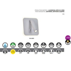 Απλίκα LED κρεβατιού ανάγνωσης "IRIS 2" 11W & 3W LED 3000K θερμό λευκό φως 910lm
