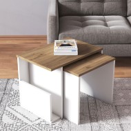 Τραπεζάκι βοηθητικό IRIA σε λευκό/καρυδί διαστάσεων 44x60x38/40x43x46cm σετ 2 τμχ Τραπεζάκι βοηθητικό IRIA σε λευκό/καρυδί διαστάσεων 44x60x38/40x43x46cm σετ 2 τμχ