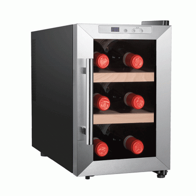 Συντηρητής κρασιών χωρητικότητας 6 μπουκαλιών 17L σε μαύρο/ασημί χρώμα με οθόνη LED