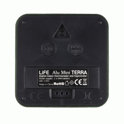 Ψηφιακό θερμόμετρο και υγρόμετρο LIFE ALU MINI TERRA εσωτερικού χώρου σε cedar green χρώμα