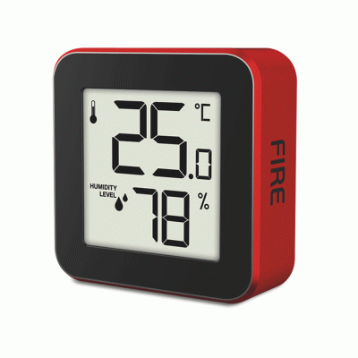 Ψηφιακό θερμόμετρο και υγρόμετρο εσωτερικού χώρου LIFE ALU MINI FIRE κόκκινο με πλαίσιο αλουμινίου