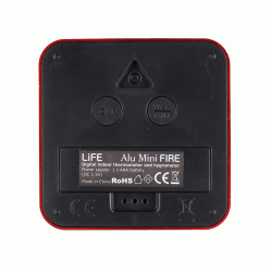 Ψηφιακό θερμόμετρο και υγρόμετρο εσωτερικού χώρου LIFE ALU MINI FIRE κόκκινο με πλαίσιο αλουμινίου