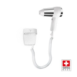 Σεσουάρ μαλλιών ξενοδοχειακού τύπου με επιτοίχια βάση 1600W σε λευκό χρώμα VALERA ACTION SUPER PLUS 1600 WHITE / CHROME