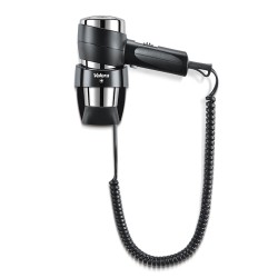 Σεσουάρ μαλλιών ξενοδοχειακού τύπου με επιτοίχια βάση 1600W σε μαύρο χρώμα VALERA ACTION SUPER PLUS 1600 BLACK / CHROME