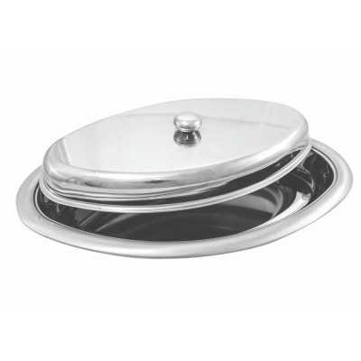 Πιατέλα οβάλ ROTONDA INOX διαστάσεων 60x35cm με καπάκι Πιατέλα οβάλ ROTONDA INOX διαστάσεων 60x35cm με καπάκι