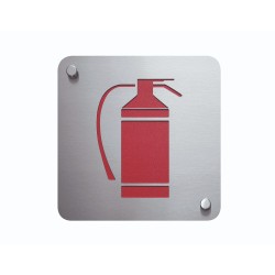 Πινακίδα τοίχου inox ματ με πυροσβεστήρα διαστάσεων 23x23cm Πινακίδα τοίχου inox ματ με πυροσβεστήρα διαστάσεων 23x23cm
