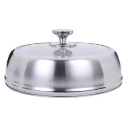 Καπάκι καμπάνα πιάτου ΙΝΟΧ με τρύπες για τους υδρατμούς διαμέτρου Ø30x7hcm