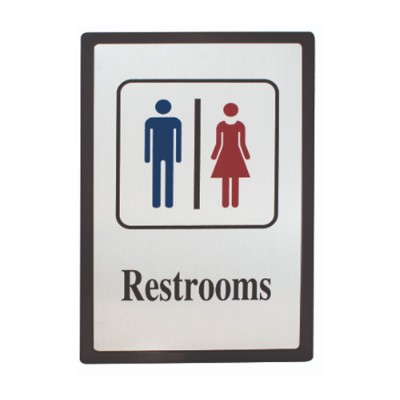 Πινακίδα τοίχου restroom διαστάσεων 15x23cm σε λευκό χρώμα