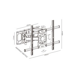 Επιτοίχια βάση στήριξης με 2 βραχίονες και ρύθμιση κλίσης, για τηλεοράσεις LED από 42" έως 75"