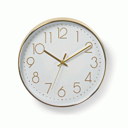 Ρολόι τοίχου με μεγάλους αριθμούς σε λευκό και χρυσό χρώμα
