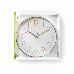 Ρολόι τοίχου με μεγάλους αριθμούς σε λευκό και χρυσό χρώμα