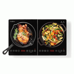Ηλεκτρική επαγωγική εστία διπλή 3500W με οθόνη LED - πλήκτρα αφής και γυαλιστερό μαύρο φινίρισμα 
