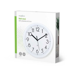 Ρολόι τοίχου με μεγάλους αριθμούς σε λευκό χρώμα διαμέτρου 22cm