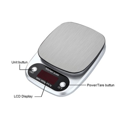 Ζυγαριά κουζίνας ψηφιακή βάρους 10kg/1gr διαστάσεων 15,5x21,2x3cm Ζυγαριά κουζίνας ψηφιακή βάρους 10kg/1gr διαστάσεων 15,5x21,2x3cm