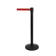 Κολώνα διαστάσεων Ø32x92,5hcm μαύρη διαχωριστική με ταινία σε χρώμα κόκκινο 2m και 3 υποδοχές  Κολώνα διαστάσεων Ø32x92,5hcm μαύρη διαχωριστική με ταινία σε χρώμα κόκκινο 2m και 3 υποδοχές