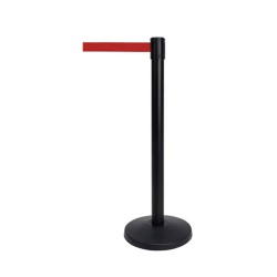 Κολώνα διαστάσεων Ø32x92,5hcm μαύρη διαχωριστική με ταινία σε χρώμα κόκκινο 2m και 3 υποδοχές  Κολώνα διαστάσεων Ø32x92,5hcm μαύρη διαχωριστική με ταινία σε χρώμα κόκκινο 2m και 3 υποδοχές