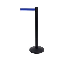 Κολώνα διαστάσεων Ø32x92,5hcm μαύρη διαχωριστική με ταινία σε χρώμα μπλε 2m και 3 υποδοχές  Κολώνα διαστάσεων Ø32x92,5hcm μαύρη διαχωριστική με ταινία σε χρώμα μπλε 2m και 3 υποδοχές