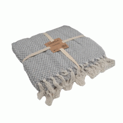 Ριχτάρι Cotton διαστάσεων 170x180cm με γκρι σχέδιο 100% βαμβακερό