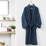 Μπουρνούζι μονόχρωμο με γιακά Night blue one size 500gsm 100% βαμβάκι