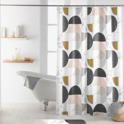 Κουρτίνα μπάνιου με κρίκους Σχ.Geomarbre pink διαστάσεων 180x200cm 100% pol