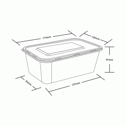 Σετ σκεύος πλαστικό injection ΡΡ Microwave χρώματος μαύρο με διάφανο καπάκι χωρητικότητας 1000ml