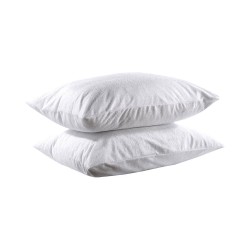 Ζεύγος αδιάβροχες προστατευτικές μαξιλαροθήκες διαστάσεων 50x70cm σε λευκό χρώμα πετσετέ P/cotton και επίστρωση PVC