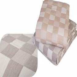 Κουβέρτα βαμβακερή εμπριμέ Σχ. Check διαστάσεων 220x240cm σε χρώμα Beige