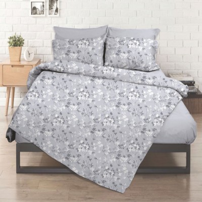 Σεντόνι λάστιχο εμπριμέ Σχ. Flower grey poly/cotton 144 κλωστών διαστάσεων 100x200cm