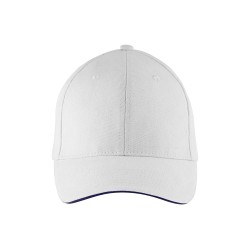 Εξάφυλλο καπέλο τζόκεϊ BUFFALO με γείσο με 6 ραφές σε χρώμα λευκό με φυτίλι σε Navy