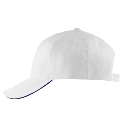 Εξάφυλλο καπέλο τζόκεϊ BUFFALO με γείσο με 6 ραφές σε χρώμα λευκό με φυτίλι σε Navy