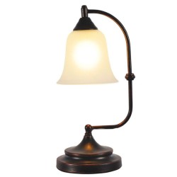 Φωτιστικό κομοδίνου μονόφωτο χάλκινο - μαύρο ματ ρετρό με γυαλί αμμοβολής & ντουί E27 σειρά Elegant