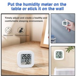 Μίνι ψηφιακό θερμόμετρο & υγρασιόμετρο σε λευκό χρώμα