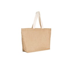 Τσάντα παραλίας BAIA από γιούτα με πλακέ βαμβακερά χερούλια χωρητικότητας 30L με πλακέ βαμβακερά λευκά χερούλια