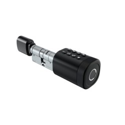 Bluetooth έξυπνος κύλινδρος με ψηφιακό πληκτρολόγιο και δαχτυλικό αποτύπωμα LILIWISE C1 V.A 65 σε μαύρο χρώμα για πόρτες πάχους 70~90mm