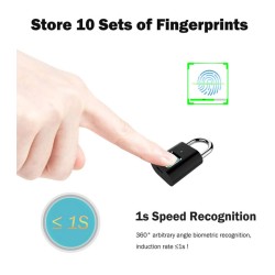 Λουκέτο ασφαλείας με fingerprint 50mm μεταλλικό σε μαύρο χρώμα