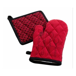 Σετ πιάστρα-γάντι Σχ. Cuisiline red 100% cotton σε κόκκινο χρώμα