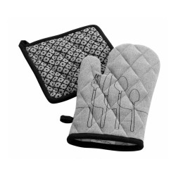Σετ πιάστρα-γάντι Σχ. Cuisiline l.grey 100% cotton σε γκρι ανοιχτό χρώμα