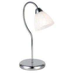 Φωτιστικό κομοδίνου χρωμίου με λευκό γυαλί αμμοβολής & ντουί E14 σειρά Primary