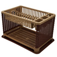 Πλαστική πιατοθήκη ρατάν διώροφη διαστάσεων 42x27x28cm