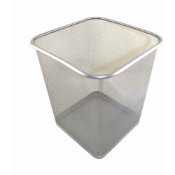 Μεταλλικό καλάθι αχρήστων τετράγωνο διάτρητο σε χρώμα ασημί Μεταλλικό καλάθι αχρήστων τετράγωνο διάτρητο σε χρώμα ασημί