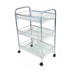 Τρόλεϊ τριώροφο “Κυψέλη” διαστάσεων 58x43cm σε χρώμα ασημί Τρόλεϊ τριώροφο “Κυψέλη” διαστάσεων 58x43cm σε χρώμα ασημί