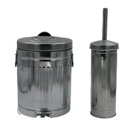 Σετ κάδος με πεντάλ και πιγκάλ “TRENDY” μεταλλικό χωρητικότητας 12lt σε χρώμα ασημί Σετ κάδος με πεντάλ και πιγκάλ “TRENDY” μεταλλικό χωρητικότητας 12lt σε χρώμα ασημί