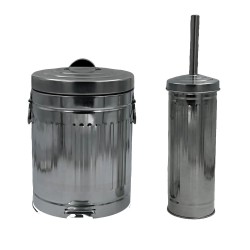 Σετ κάδος με πεντάλ και πιγκάλ “TRENDY” μεταλλικό χωρητικότητας 12lt σε χρώμα ασημί Σετ κάδος με πεντάλ και πιγκάλ “TRENDY” μεταλλικό χωρητικότητας 12lt σε χρώμα ασημί